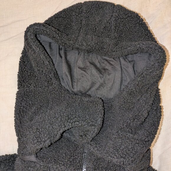 Quince Women's Sherpa Jacket in Black sz M NWT Removable Hood Full Zip - Picture 4 of 9